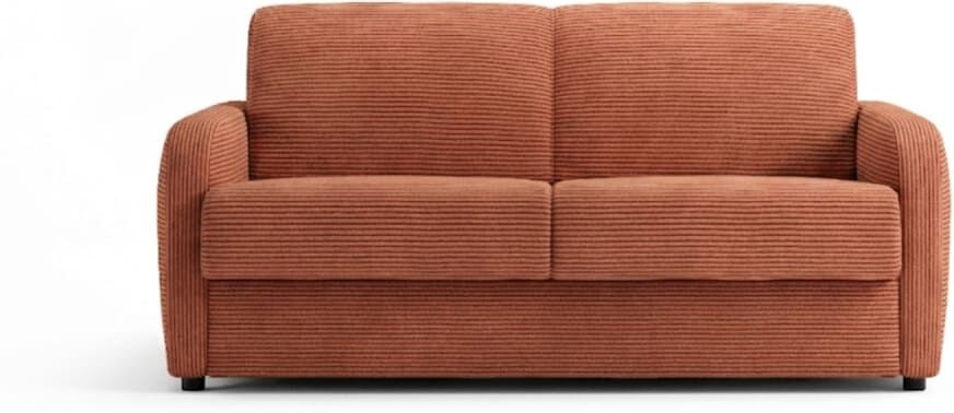 La Maison Convertible Canapé convertible en velours marron, matelas 140x190 Marron 185x87x100cm