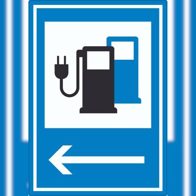 HB-Druck Stromtankstelle 365-65 Pfeil links Symbol Aufkleber A5 (148x210mm)