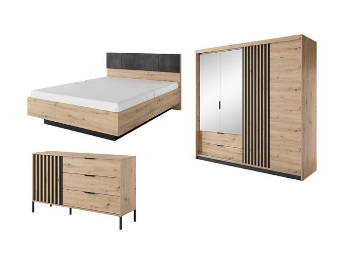 Feldmann-Wohnen Komplettschlafzimmer Tally, (Tally, 5-tlg., Schlafzimmer-Set), 5-teilig Artisan Eiche anthrazit