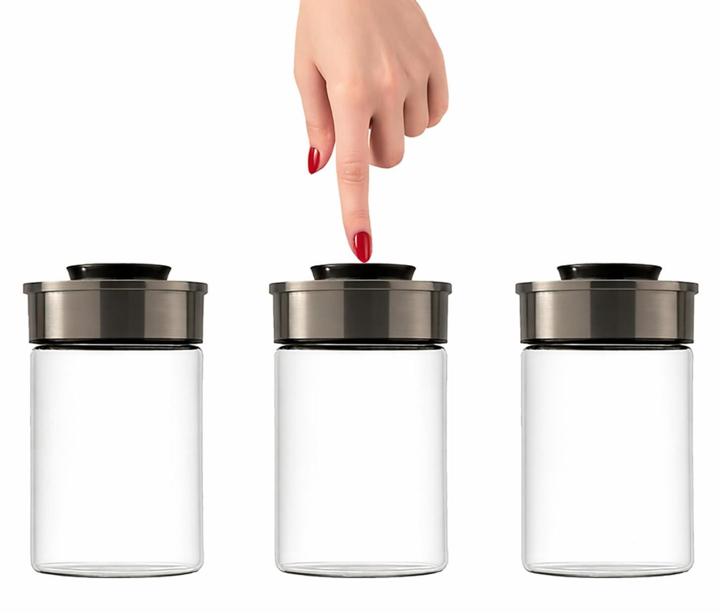 Dripio Set van 3 Luchtdichte Voorraadpotten, 1000 ml per stuk, Stapelbaar