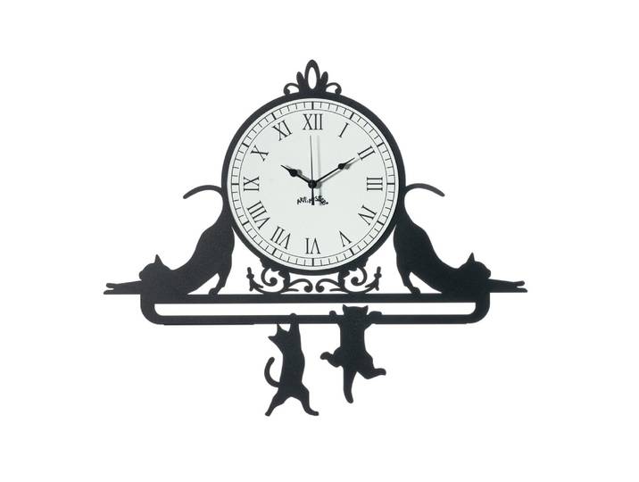 ARTI E MESTIERI horloge murale CATTITUDE (Noir - Métal verni)