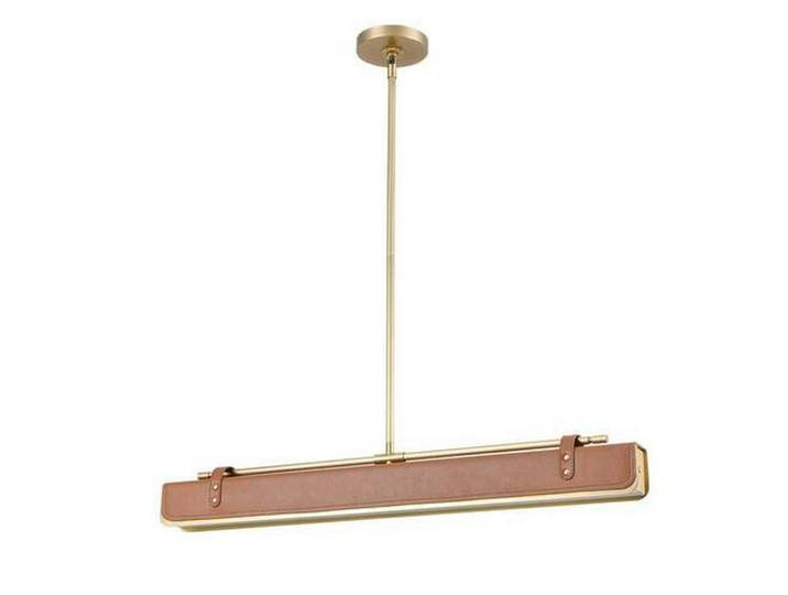 Elstead Lighting Led-Hängeleuchte, Teakfarben, Metall, Kunststoff, Leder, Longlife-Leder, 6.4x11.4x80 cm, RoHS, CE, höhenverstellbar, Lampen & Leuchten, Innenbeleuchtung, Hängelampen, Pendelleuchte