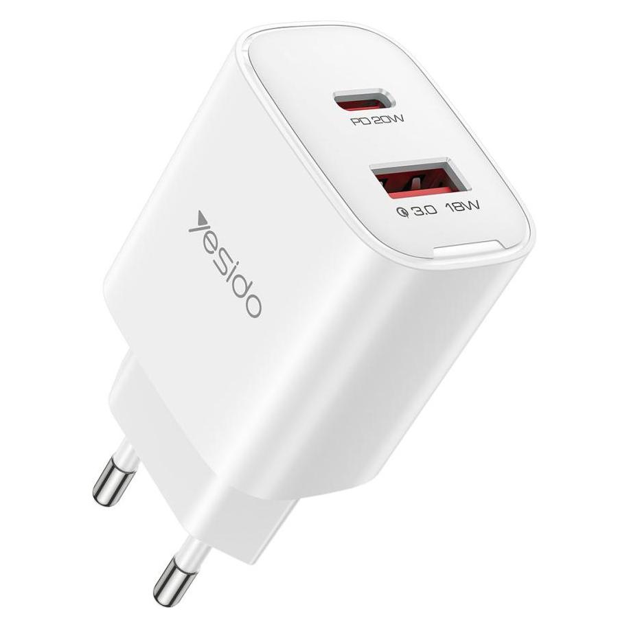 Yesido - Wall Charger (YC02E) - Quick Charge, USB, Type-C, PD20W, QC18W - White (20 W) (60408504)
