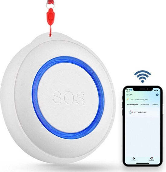 Gologi Slim Persoonlijk Alarmsysteem met Paniekknoop en WiFi - Noodknop voor Senioren met App-bediening