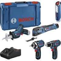 Werkzeug-Set 12Volt 5-teilig, GOP + GSR + GDR + GSA + GLI blau, 3x Li-Ionen Akku 2,0Ah