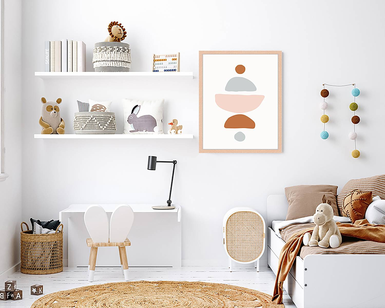 home24 Abstract Shapes Wanddecoratie, Meerdere Kleuren, 43 x 53 cm