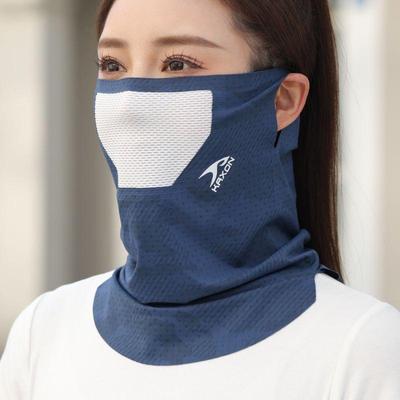 USA Free Shipping Shop Cooling Ice Silk UV Protection Face Mask With Brim For Cycling, Hiking & Outdoor Sun Protection navy Blue