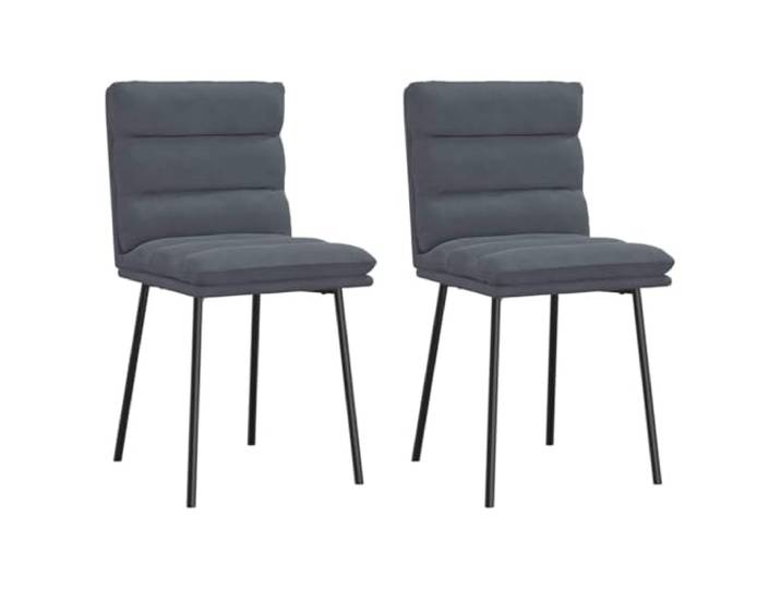 HEFZGDB 2 Stück Esszimmerstühle Dunkelgrau Samt Ergonomische Design Stühle mit Metallgestell und Samtbezug für Wohnzimmer und Essbereich