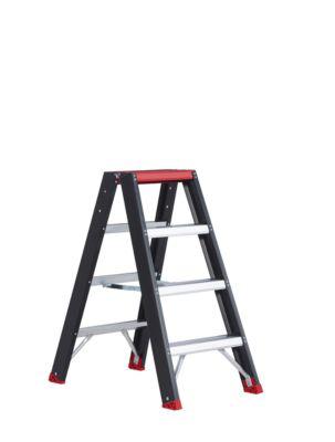 Doppelstufenstehleiter Professional Topline, Aluminium, 8 Stufen, schwarz