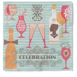 Sovie HOME Serviette Celebration in Mint-Orange aus Tissue 33 x 33 cm, 20 Stück