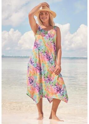 Plus Size Women's Sharktail Beach Cover Up by Swim 365 in Vivid Tie Dye (Size 18/20) Dress