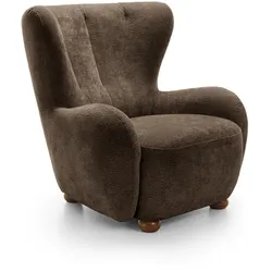 SESSEL MIST, Polstersessel Klassisch Loungesessel, Chenille-Stoff Braun