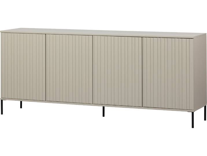 Sideboard WOOOD Gravu , beige (staub), B:200cm H:85cm T:44cm, FSC-zertifiziertes teilmassives Holz, Sideboards, Sideboard, New Gravure Sideboard von WOOOD, elegantes Design und viel Stauraum