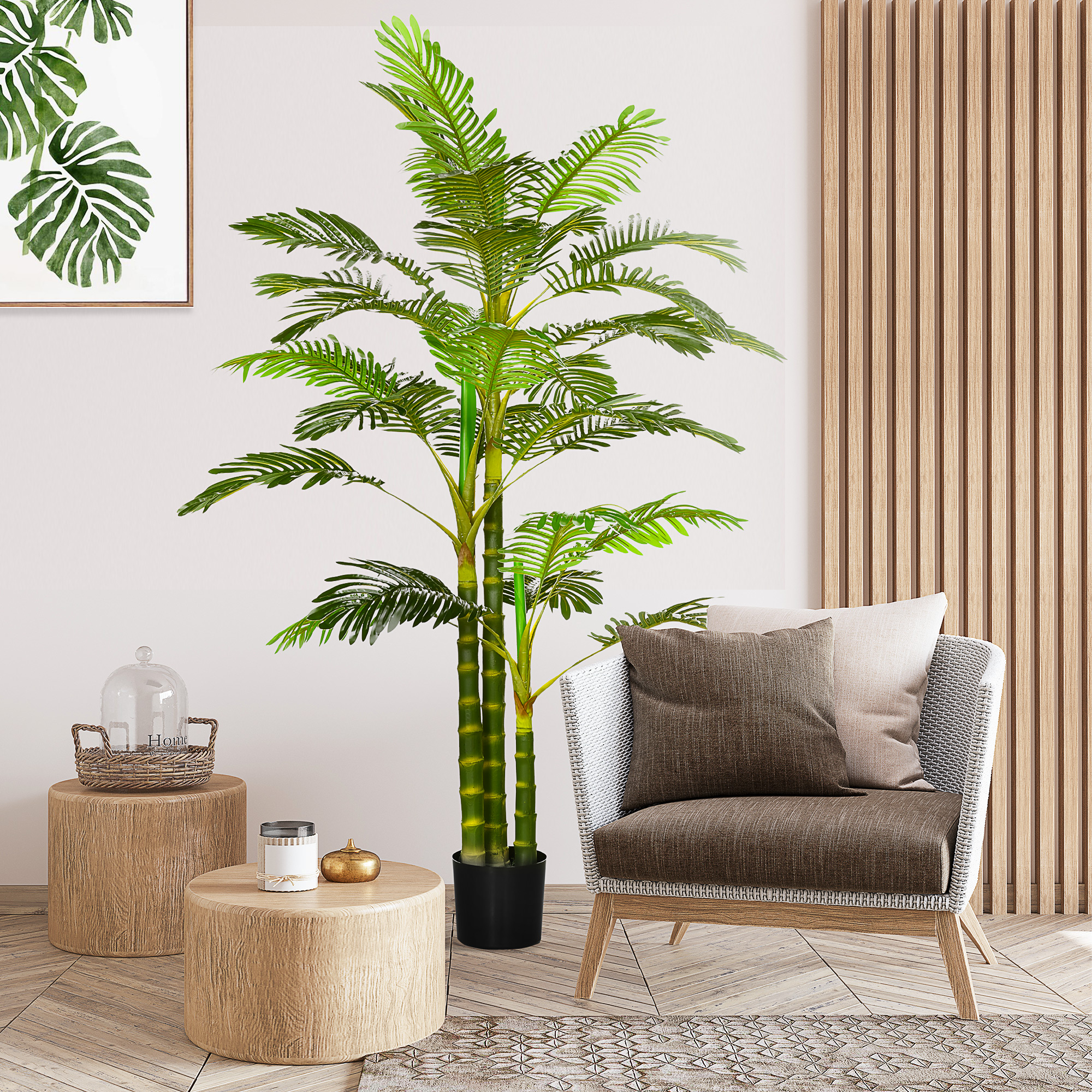 Homcom Pianta artificiale in vaso, 190 cm, palma artificiale facile da curare per interno ed esterno, plastica, verde   Aosom Italy