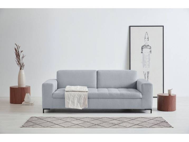OTTO products 3-Sitzer Grazzo, zeitlos und elegant, moderne Sitzheftung, hochwertige Stoffe aus recyceltem Material, Steppung im Sitzbereich
