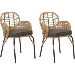 GARTENSTUHL 2er-Set PE Rattan Auflage graphitgrau Pratello