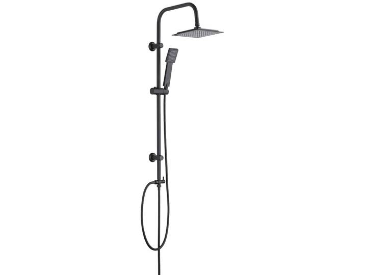 Duschsystem WENKO Cuadro , schwarz, ABS-Kunststoff, Edelstahl, Messing, Brausegarnituren, Duschsystem, mit Regendusche und Handbrause