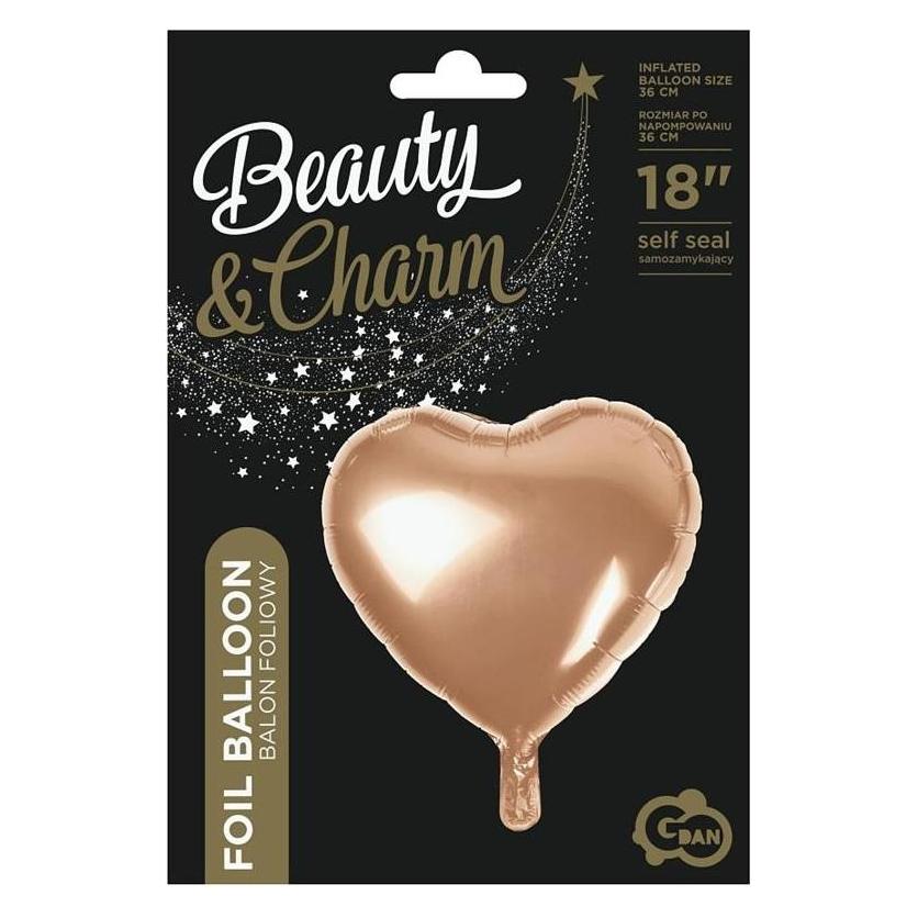 GoDan Herz-Folienballon, rosa und gold, 45 cm (1x) (47594531)