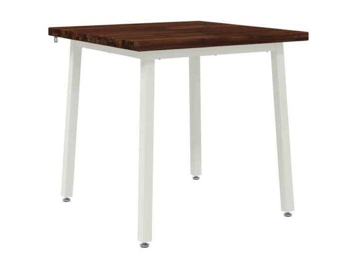 HFXHIJXQ Esstisch Massivholz Akazie 70x70x75cm Quadratisch Weiß Quadratischer 2-Personen Küchentisch fürWohnzimmer oder Essbereich, mit verzinktem Stahlgestell und Bodenausgleich.