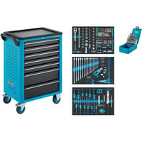 Werkstattwagen Assistent (176N-7/187) Sortiment, Werkzeugwagen blau/schwarz, 187-teilig, 7 Schubladen
