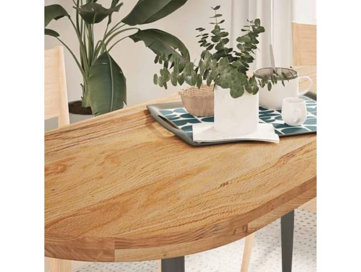 PTUGUOF Tischplatte Hellbraun 140x60x4 cm Massivholz Eiche Oval Vielseitig als Couchtisch, Beistelltisch, Stehtisch, Pflegeleicht, Robust