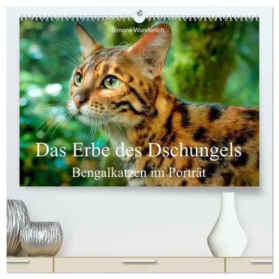 Das Erbe des Dschungels - Bengalkatzen im Porträt (hochwertiger Premium Wandkalender 2027 DIN A2 quer), Kunstdruck in Hochglanz