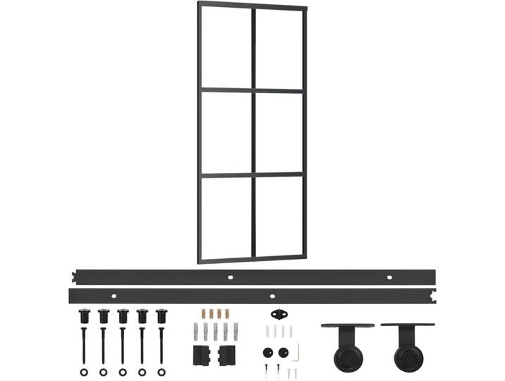 vidaXL Porte coulissante avec ferrure verre ESG & aluminium 90x205 cm