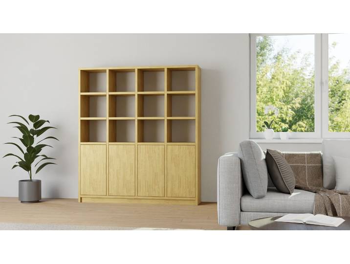 Klassischer Bibliotheksschrank aus Massivholz Eiche Natur geölt