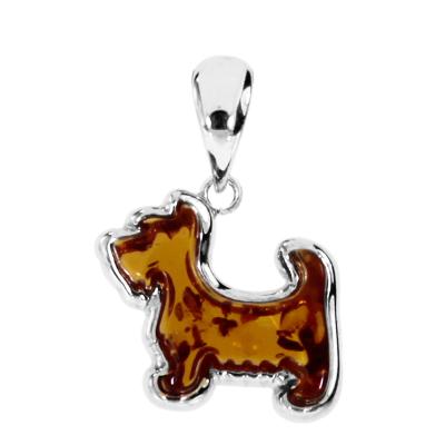 Kettenanhänger OSTSEE-SCHMUCK "Ostsee-Schmuck Anhänger Hund Anhänger Hund", weiß, Schmuckanhänger, Damen, 22 x 15mm, Silber 925 (Sterlingsilber), 2,2 g, Kettenanhänger