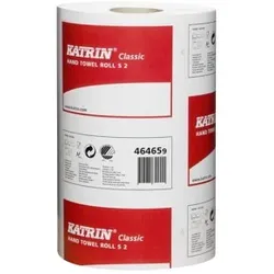 Katrin | Centerfeed Handtuch-Mehrzweckrolle (Innenabwicklung) 464659 | Größe S | Classic | weiß | 12 Rollen | 2-lagig | 214 Blatt | weiß
