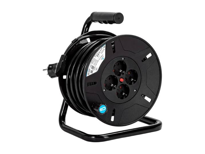 Aigostar Verlengkabel Haspel - 4 Duitse Stopcontacten - 25m Kabellengte - Brandwerende Kabel - Compacte Stekker