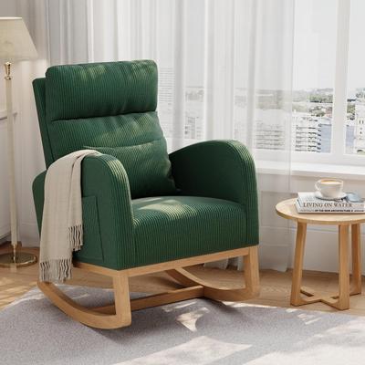 Garvee Modern Nursery Glider Rocking Chair with Side Pockets & Matching Pillow for Living Room, available in multiple colors