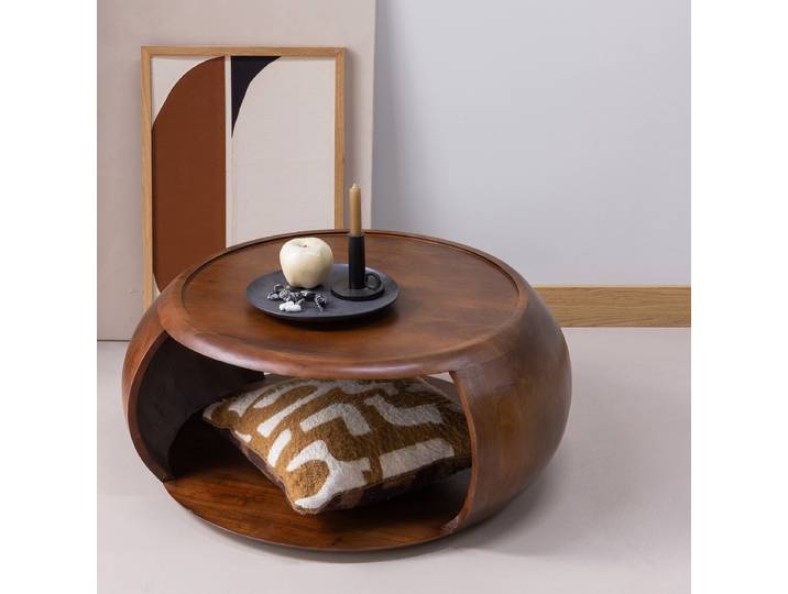 Massiver Couchtisch Cole Ø 72cm Holz/Braun