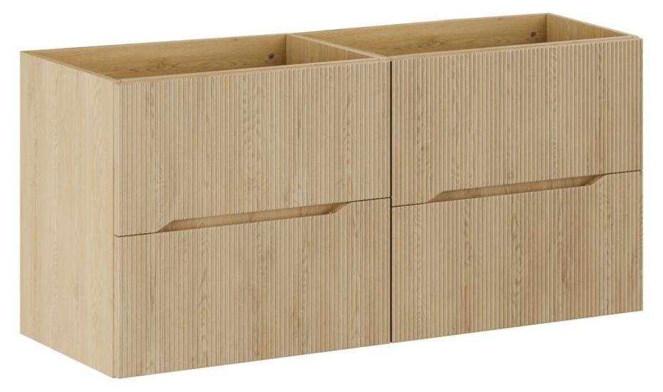 Hängendes Badezimmer-Set NATURA 120cm: Unterschränke 60cm in hellholzoptik mit vertikalen Rillen