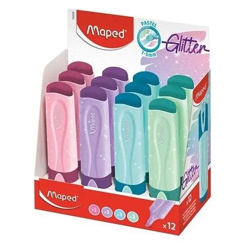 Maped Textmarker FLUO'PEPS Glitter PASTEL, 12er Display (12x) (742038)