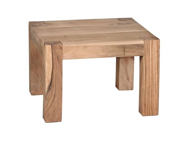 Wohnling Couchtisch Massiv-Holz Akazie 60 cm breit Wohnzimmer-Tisch Design braun Landhaus-Stil Beistelltisch Natur