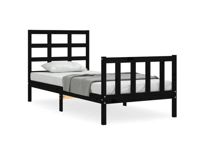 furnicato Bettgestell Holzbett Schwarz 205,5x205,5x100 cm aus massivem Kiefernholz (1-tlg), Schlafmöbel mit atmungsaktiven Sperrholzlatten für Gewichtsverteilung