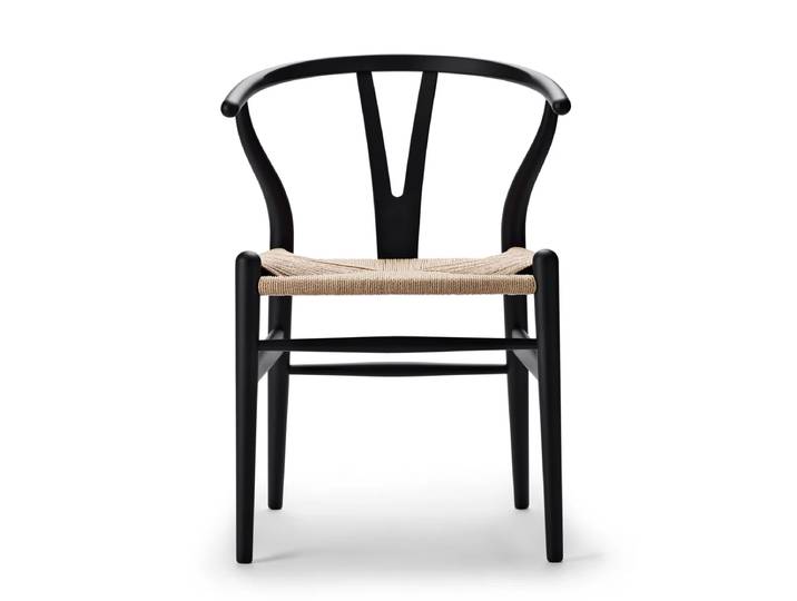 Carl Hansen - CH24 Wishbone Chair, Buche soft black / Naturgeflecht