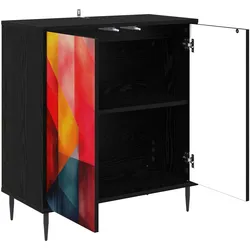 vidaXL, Kommode + Sideboard, Sideboard HEESCH Schwarz Eichen-Optik 69 x 33 x 76 cm (33 x 69 x 76 cm)