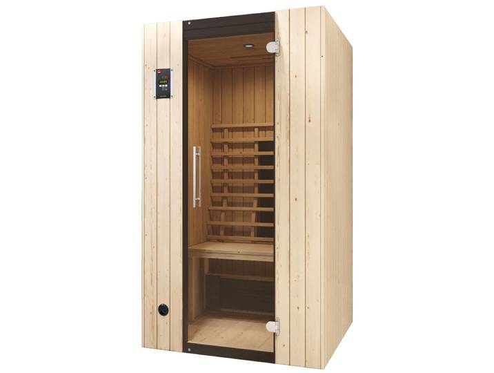 Infrarotkabine WEKA Infrarotkabine TANILLA 1 , beige (natur), ohne Ofen, externe Steuerung, (ohne Ofen), Saunen, Infrarotkabine, naturbelassen, stabile Sitzbank, weka Linienstrahler