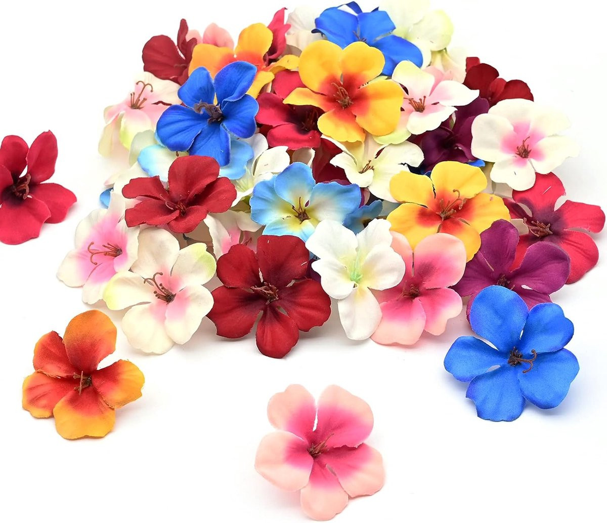 SnelShoppen Pack van 50 Kleurrijke Zijden Orchidee Kunstbloemen voor Decoratie en DIY Crafts, 6 cm