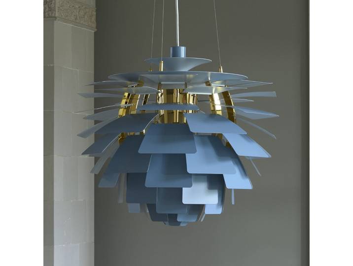PH Artichoke Hängelampe, blau/messing, Ø48 cm - Louis Poulsen - Wohnzimmer - Modern - Metall - Einflammig