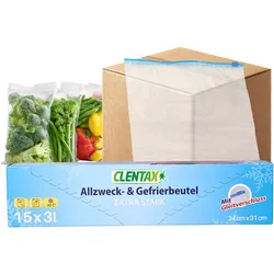 CLENTAX Gefrierbeutel 3L mit Gleitverschluss 30 x 15 Stk