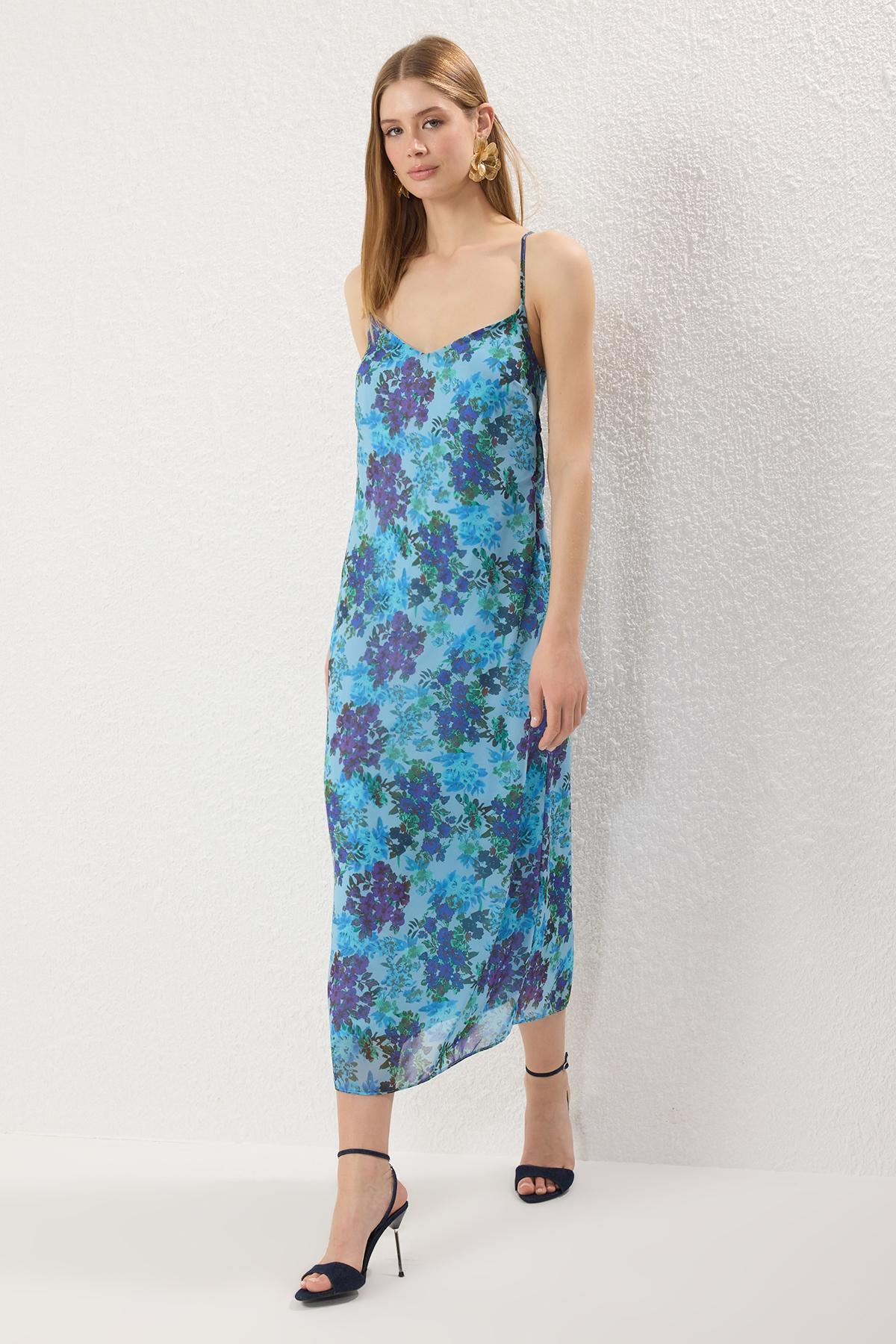 Dames maxi-jurk met bloemenprint, geschikt voor overdag en 's avonds.