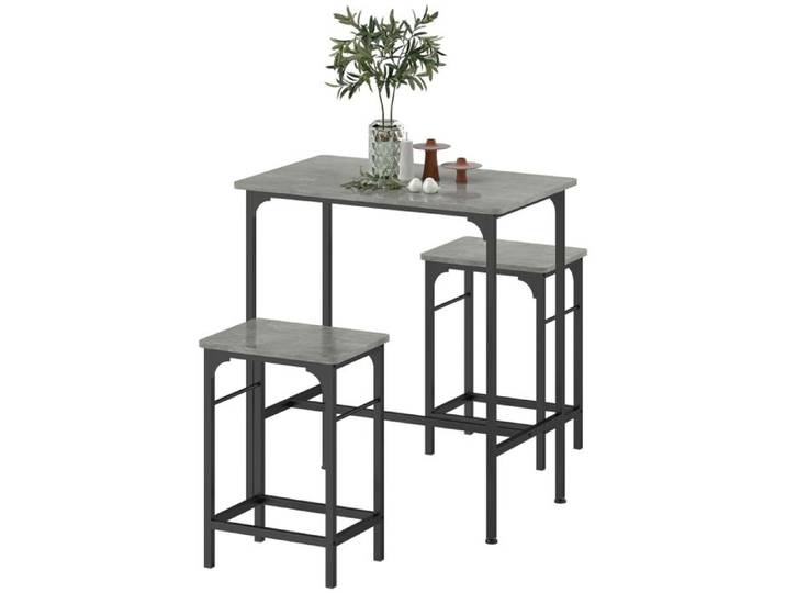Table de bar En acier Cuisine Idéal pour profiter du café dans la cuisine Sur la table de 80 x 50 cm Gris