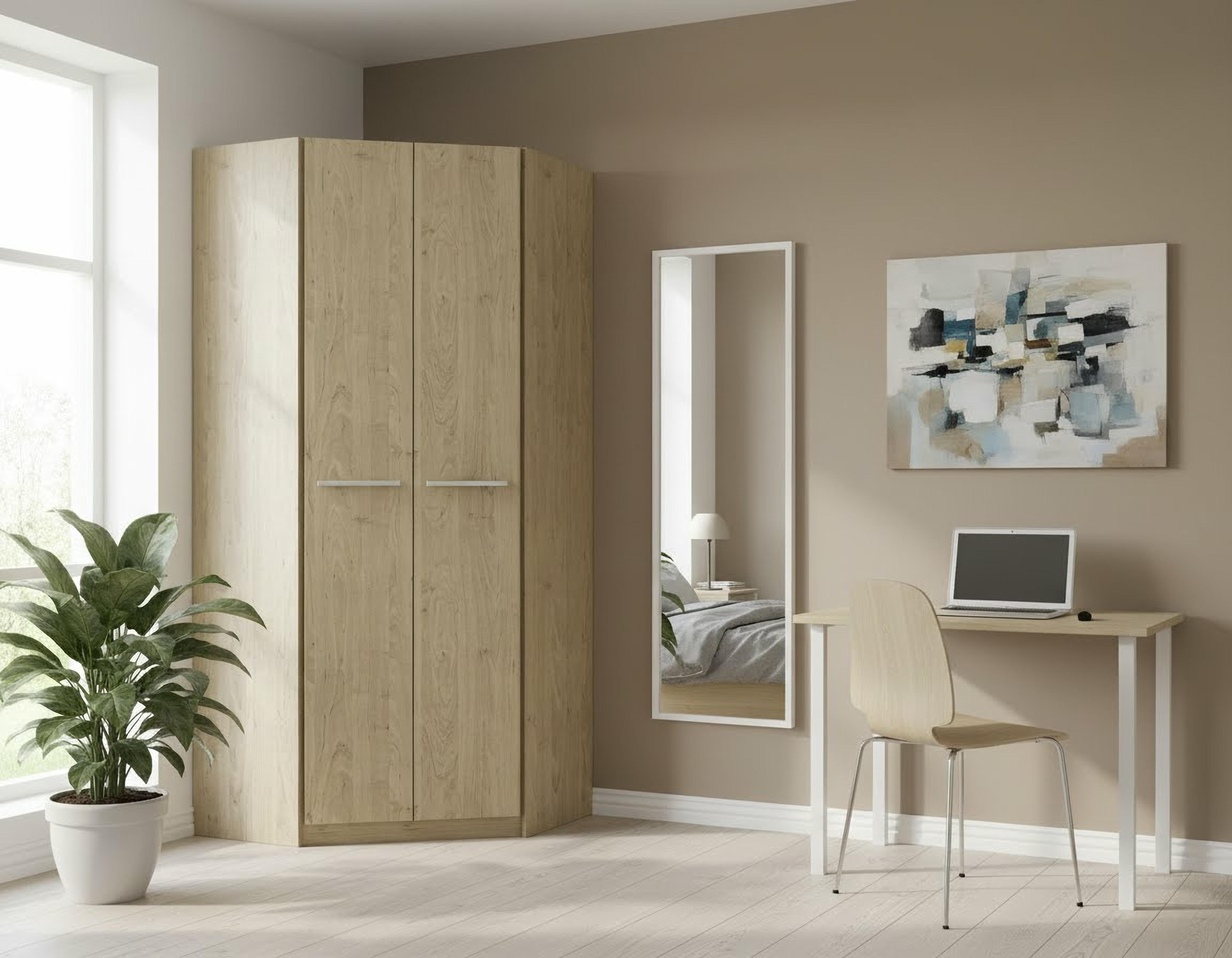 Eckkleiderschrank PRIESS "Barcelona Kleiderschrank Ecklösung Raumwunder", braun (edelbuchefarben), B:78cm H:193cm T:78cm, Holzwerkstoff, Schränke, Eckkleiderschrank, in 2 Tiefen Schrank Eckschrank Garderobe