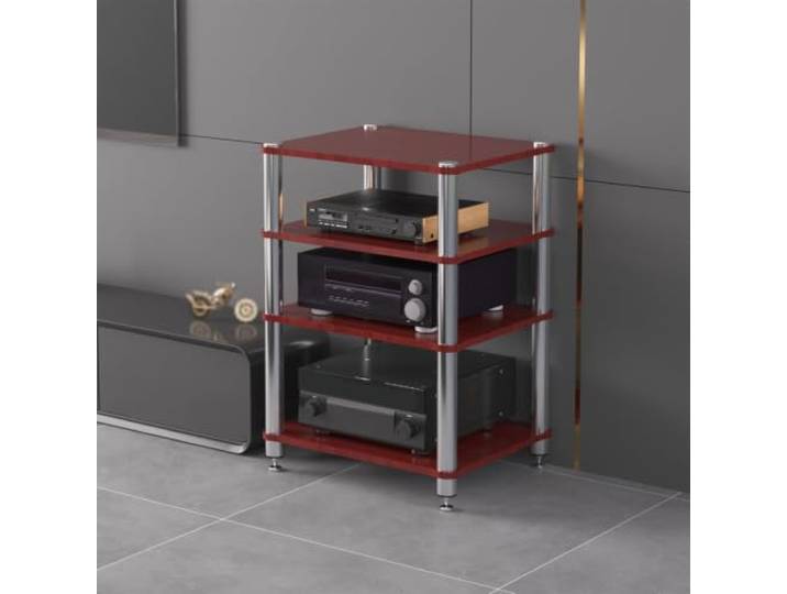 ZSCNYHMT Audio Rack, Stereo-Schrank Mit Edelstahlrahmen Und Ablagen Mehrschichtige regale, verstärkeraufbewahrung, player-organisation, stabiles design, für audio innenräume(C,4-tier)