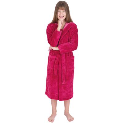 Kinderbademantel WEWO FASHION "8514" Gr. 152, pink (fuscia), L:100cm, Baumwoll-Mix, Hausmäntel, mit kuscheliger Kapuze
