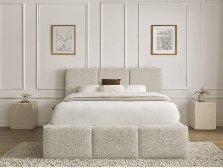 Lit coffre ELYA tissu bouclette 140x190