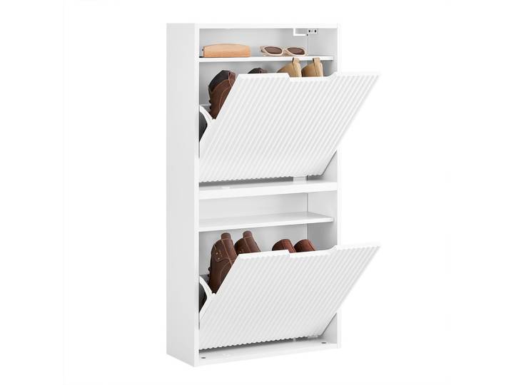 SCHUHSCHRANK Schmal, Schuhkipper Weiß 50x100x19cm